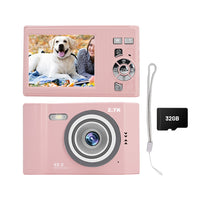 48MP HD Retro Digital Camera with 32G Memory Card 1080P Kids Student Camera Pink