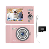 48MP HD Retro Digital Camera with 32G Memory Card 1080P Kids Student Camera Pink