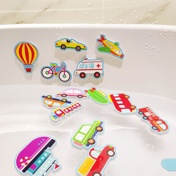 15Pcs Set DIY Cartoon Transportation Stickers Kid Bath Toys