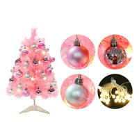 45CM Mini Tabletop Stand Christmas Tree with Balls and Lights Xmas Party Decor