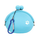 Portable Pet Silicone Treat Bag Multi-Purpose Dog Training Pouch with Carabiner Blue