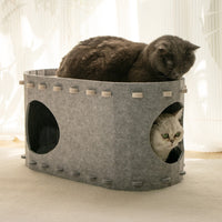 Cat Cave Beds Scratch Resistant Pet Cat House Foldable Cat Tunnel Toy Gray