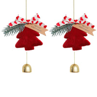 2Pcs Christmas Tree Decorations with Bells Plush Plush Xmas Tree Pendant Party Holiday Decor Red