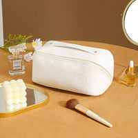 Travel Makeup Bags Wide Open Cosmetic Organizer Bag Toiletry Bag White