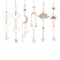 6Pcs Glass Sun Catcher Prism Hanging Ornament Kit with Chain Gold