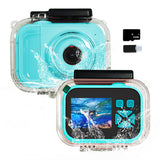 Kids Digital Camera Set Video Camera with Waterproof Case and Memory Card Blue