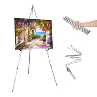 Metal Folding Easel Stand Portable Tripod Display Stand Floor Poster Easel Stand Silver