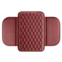 Car Center Console Cover PU Leather Car Armrest Box Cushion with 2 Storage Bags Red