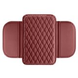 Car Center Console Cover PU Leather Car Armrest Box Cushion with 2 Storage Bags Red