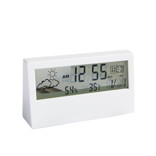 Digital Alarm Clock Multifunctional Desk Clock Temperature Humidity Date Weather Display Office Home Decor Transparent Style