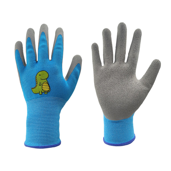 Pair of Kids Gardening Gloves Childrens Yard Work Gloves Latex Coated Garden Gloves Blue