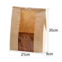 50Pcs Paper Bread Bags with Window Bakery Bags Stand Up Pouch Food Storage Bags