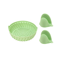 Reusable Silicone Air Fryer Liners Round Fryer Basket Oven Accessories with Pair of Silicone Gloves