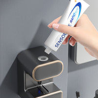 Punch-free Wall Mounted Electric Automatic Toothpaste Dispenser with 3 Toothbrush Slots Black