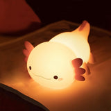 Cute Axolotl Night Light Silicone Touch Control Night Lamp Rechargeable Bedside Lamp