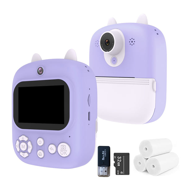 1080P Instant Print Camera Kids Selfie Digital Camera Kid Gift Purple