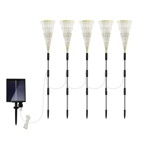 5-in-1 Solar Firework Lights Water-resistant Outdoor Stake Lights Christmas Garden Lights Warm White