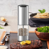 2Pcs Set Automatic Grinders Electric Salt and Pepper Shakers with 6 Adjustable Coarseness