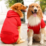 Winter Dog Hoodie Sweatshirts with Pockets Warm Dog Jumper Puppy Clothing Coat Shirt Red