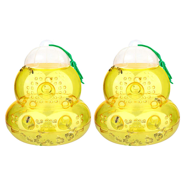 2Pcs Wasp Traps Outdoor Hanging Pear Shaped Bee Traps Catcher Yellow