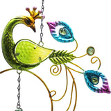 Peacock Wind Chimes Glass Hanging Wind Bell Outdoor Garden Decor Green