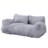 Pet Couch Bed Fluffy Sofa for Medium Small Dogs Cats Gray