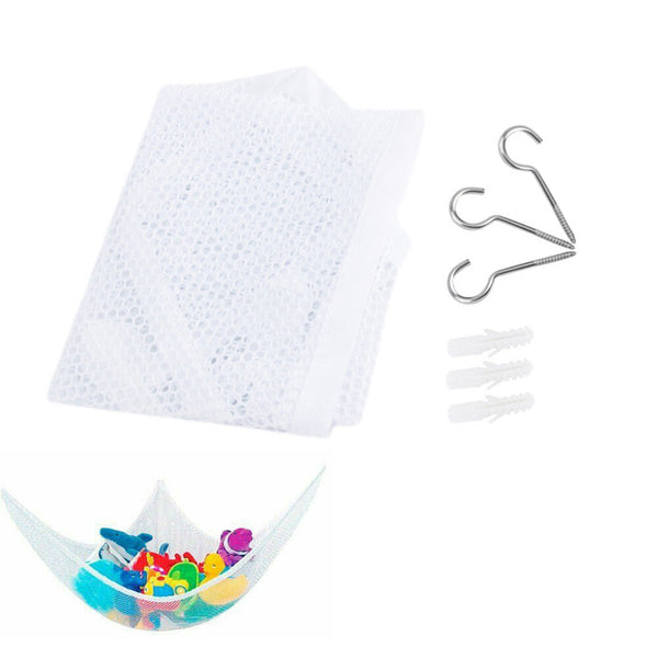 Hanging Wall Toy Hammock Mesh Net Kid Toys Storage Organizer for Stuffed Animals White