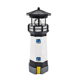 Solar Garden Lighthouse with Rotating Lamp Outdoor Decorative LED Lights for Garden Patio Lawn Black