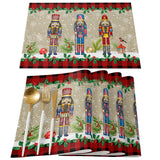 5Pcs Set Nutcrackers Merry Christmas Placemats Table Runner Set Xmas Party Decor Style 2