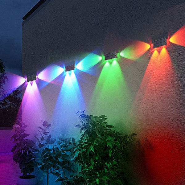 4Pcs Solar Colorful Fence Lights Outdoor Gardeb Deck Lights Step Wall Lights for Garden