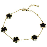 Dainty 5-Clover Bracelet Tarnish-Free Double Sided Bracelet for Women Black