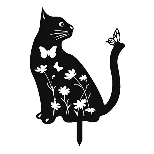 Metal Cat Garden Decor Cat Garden Stakes Cat Silhouette for Yard Garden Lawn Cat Lovers Style 2