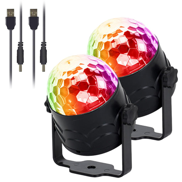 2Pcs RGB Disco Ball Light DJ Party Stage Strobe Light Halloween and Christmas Decor