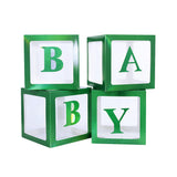 4Pcs Christmas Clear Boxes with 26 Capital Letters Set DIY Xmas Gift Boxes Packing DIY Letter Cube Box Green