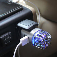 12V Car Air Purifier Car Air Freshener with Dual USB Charger Port Silver