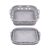 Square Foldable Air Fryer Silicone Pot Reusable Air Fryer Basket Oven Baking Tray Pan Air Fryer Liner Grey