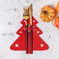 24Pcs Set Cutlery Bag Christmas Table Decoration Dinner Knife Fork Holder Tableware Organizer Red