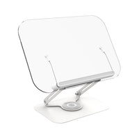 Adjustable Hands Free Book Stand for Reading with 360-Degree Rotating Base and Page Clips