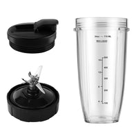 2Pcs Blender Cups Set Replacement for Ninja Blender with To-Go Lids and 7 Fins Extractor Blade