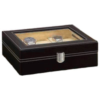 PU Leather Display Storage Box Watch Organizer Case Jewelry Showcase