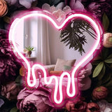 Melting Heart LED Neon Mirror Wall Decor USB Powered Dimmable Neon Light