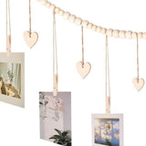 Boho Hanging Photo Display Wooden Beads String with Clips Picture Frames Photo Hanger for Office Wall Art Decor Style 2