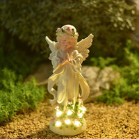 Solar Powered Angel Statue Light Garden Sculpture Yard Lawn Ornament Decorative Light