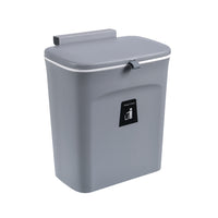 9L Hanging Kitchen Trash Can with Sliding Lid Under Sink Garbage Can Grey