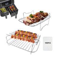 Stainless Steel Air Fryer Racks Set Compatible with Ninja DZ201 DZ401 Air Fryer Accessories Style 1