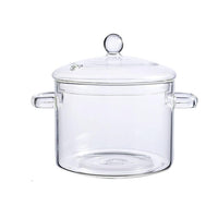 Clear Glass Cooking Pot with Lid Double-Handle Glass Stovetop Pot for Pasta Noodle Soup Milk