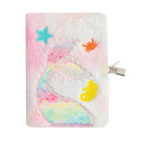 Mermaid Diary for Girls Tie-Dye Fluff Journal with Lock and Keys Secret Notebook Pink