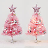 Artificial Mini Tabletop Christmas Tree  Pink Xmas Tree with LED Lights Treetop Ornaments