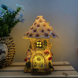 Solar Fairy Mushroom House Decorations Garden Statue Lawn Yard Patio Ornaments