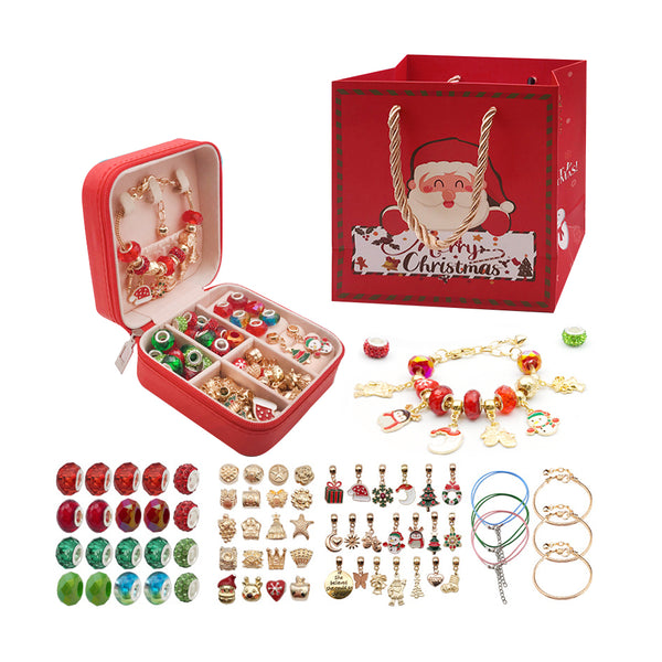 66Pcs Christmas Jewelry Making kit DIY Bracelet Charms with Jewelry Box Gold